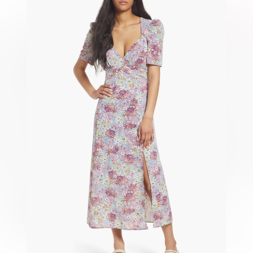 FLORET STUDIOS Floral Print Empire Waist Maxi Dress
